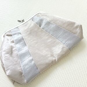 Fancy Evening Cluth/ Bag, silver/ taupe, fabric, 8x9, mint